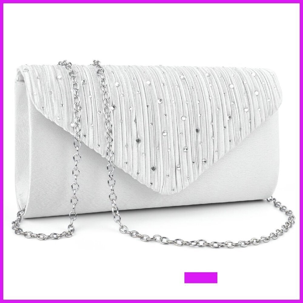 Satin Evening Clutch Elegant Formal Prom Party Wear Detachable Chain